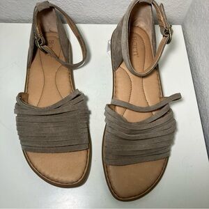 Born Women's Strappy Margot Taupe Suede Ankle Strap Sandals Size 11